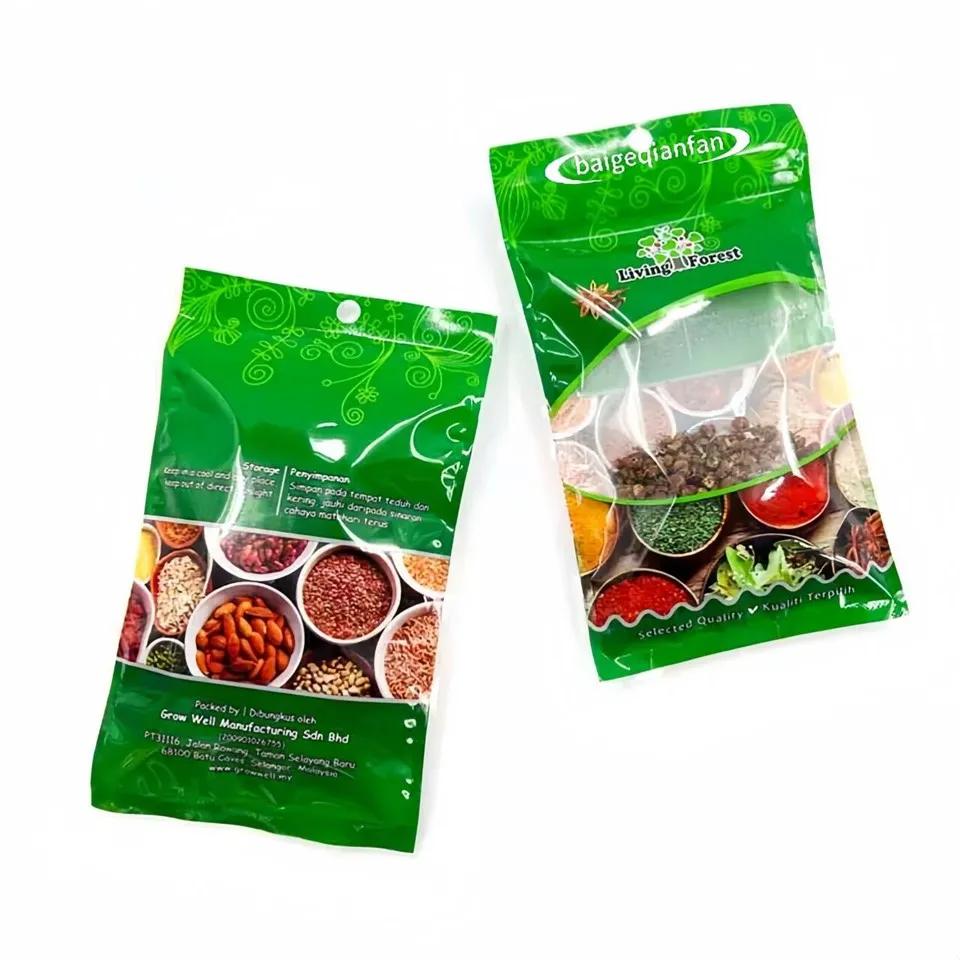 Elintarvikelaatu stand up pussi vetoketjulla maustepakkauslaukkuihin