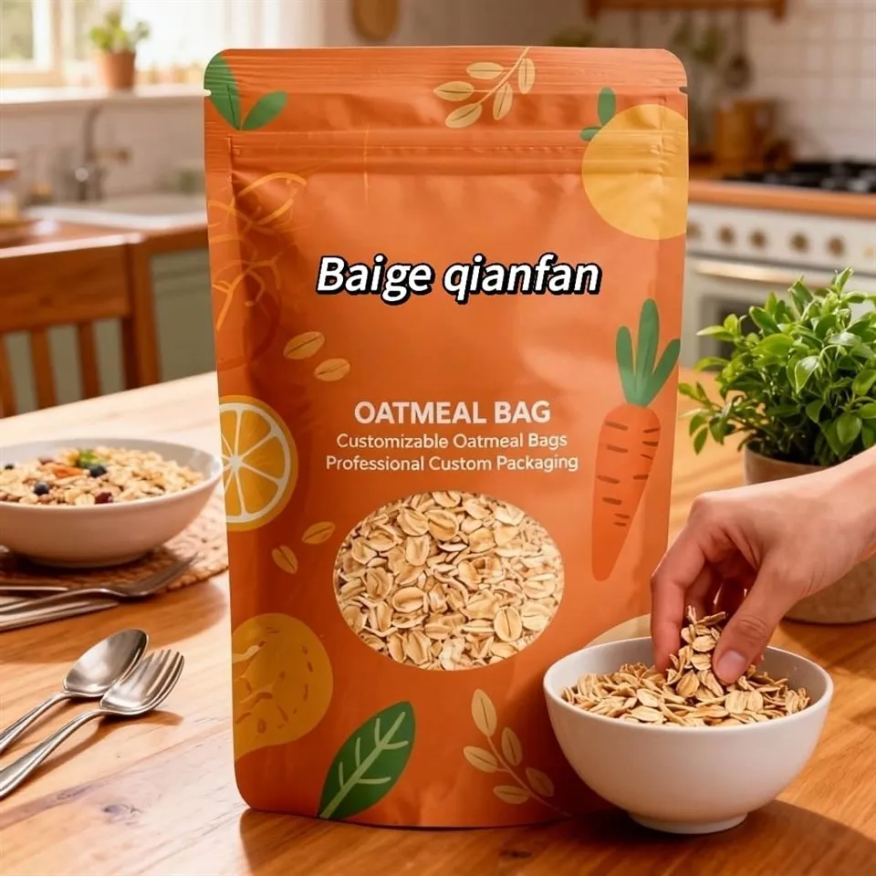 Kaurahiutaleet{0}}vetoketjulliset pussit