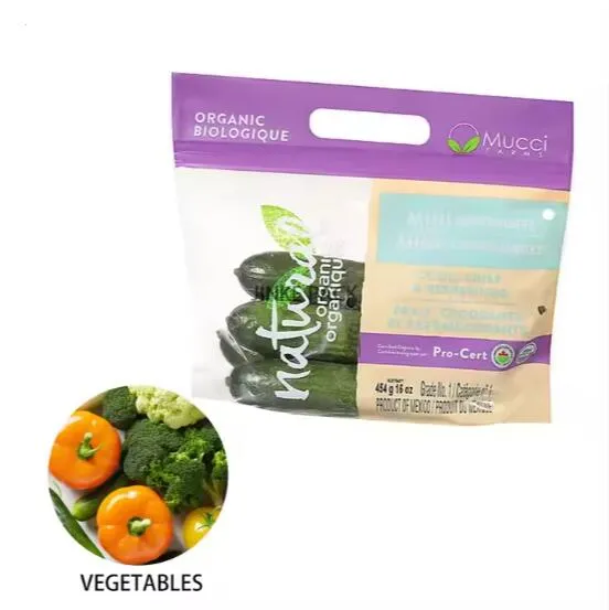 Mukautettu digitaalinen tulostus muovipussi kurkkupakkauspussi Kurkkupussi ruokakurkkuvihannekselle